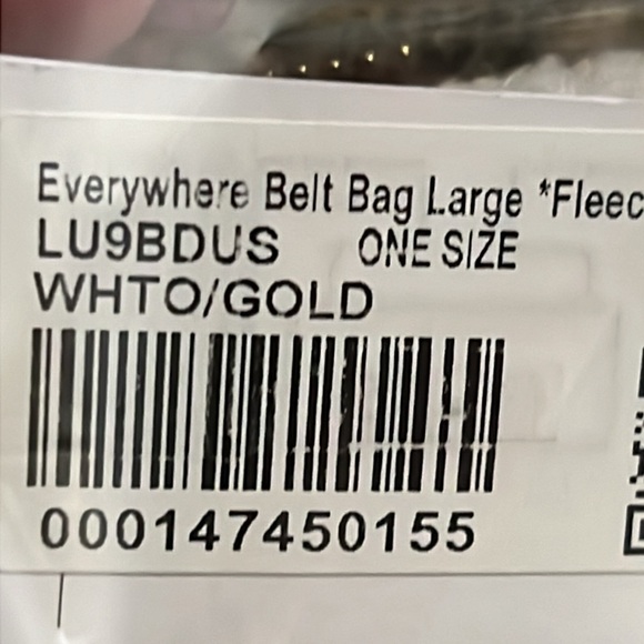 LULULEMON EVERYWHERE BELT BAG LARGE SIZE FLEECE WHITE AND GOLD COLOR NWT - Picture 5 of 5